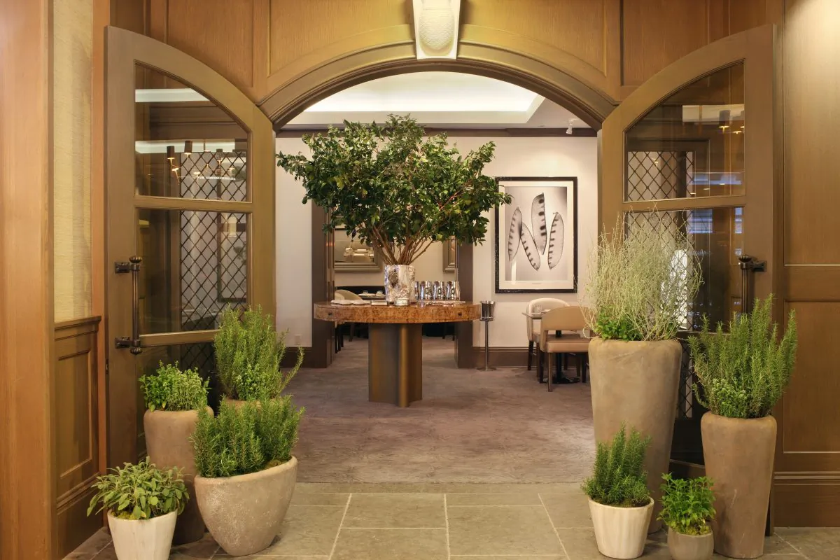 The entrance of Juni, a new restaurant inside Manhattan’s Hotel Chandler in Midtown.