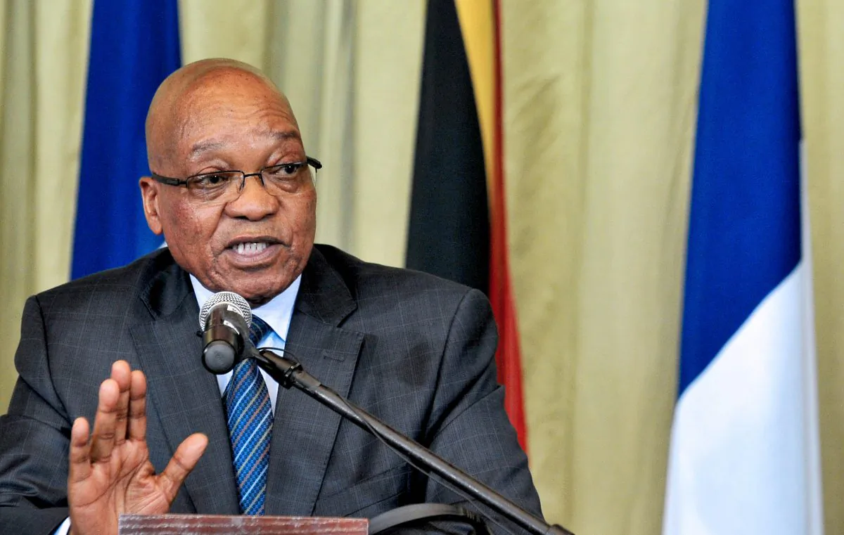 South African President Jacob Zuma speaks during a press conference in Pretoria on Oct. 14, 2013. (Alexander Joe/AFP/Getty Images)