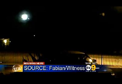 A screengrab from a video showing on CBS shows the meteor in California on November 6, 2013. The video was sent in from a man named Fabian from Sylmar. (CBS)