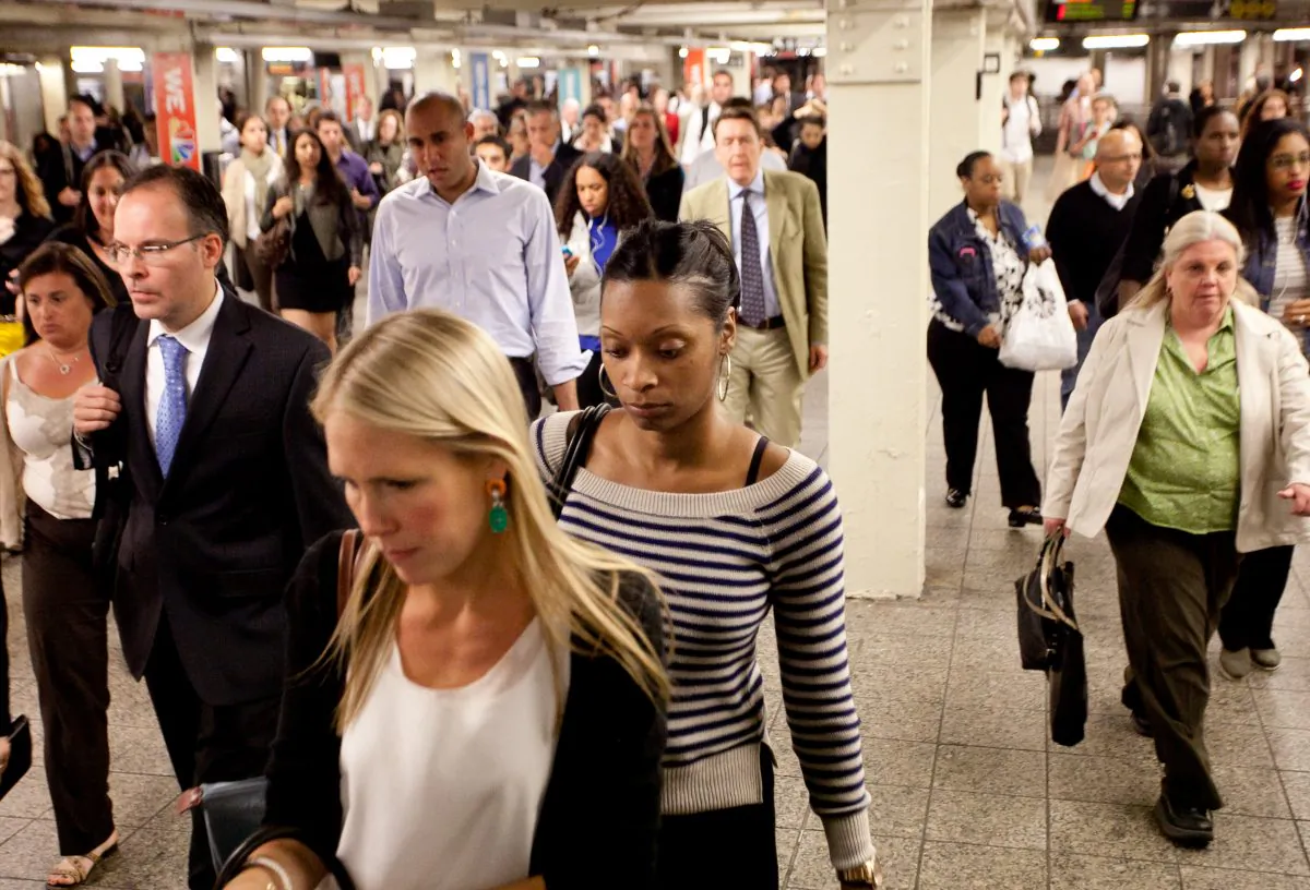 Subway passengers at Times Square on Sept. 24, 2012. (Epoch Times)