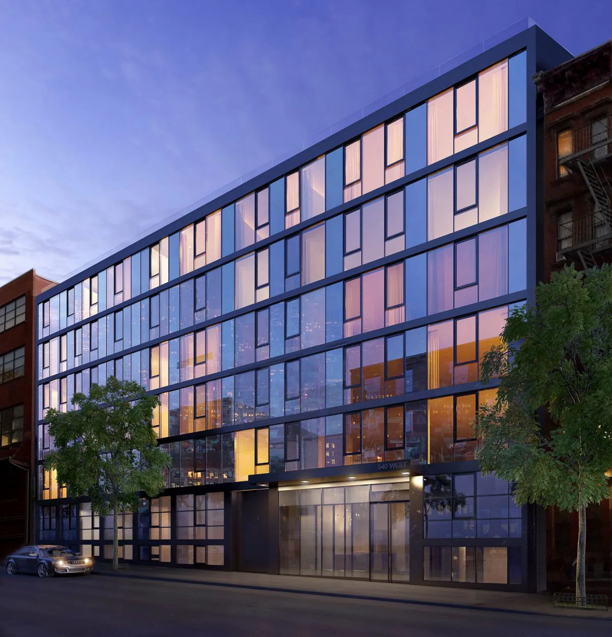 A rendering of the exterior of 540 West, in the Hell’s Kitchen neighborhood of Manhattan. (Croteau Design)