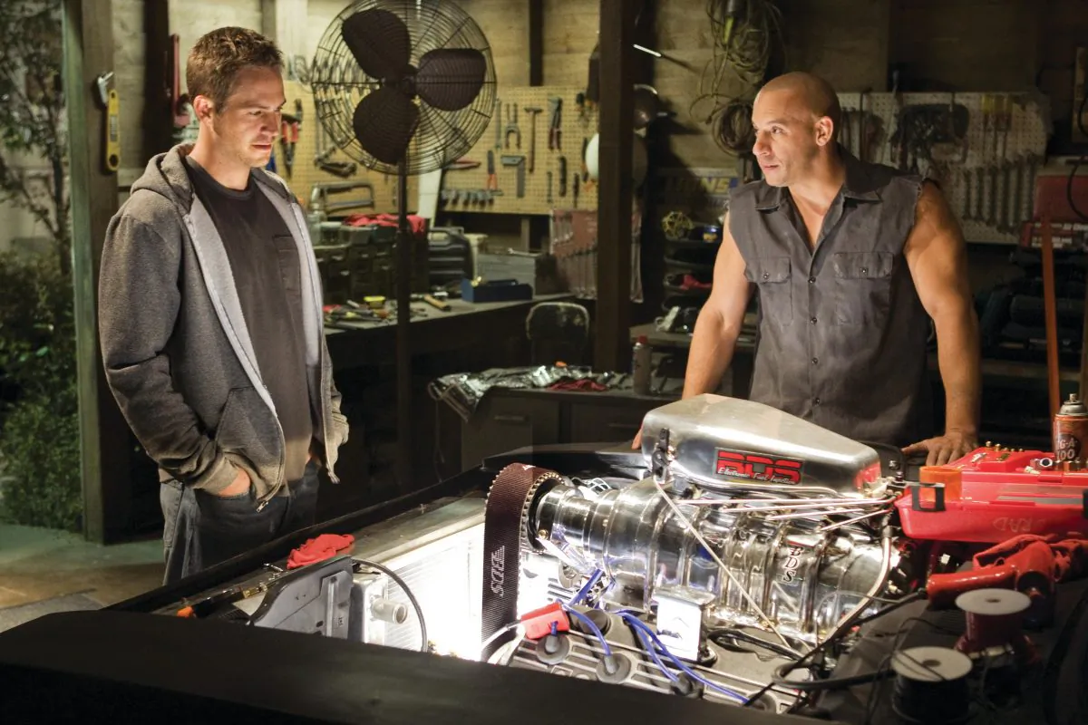 An undated screenshot of Paul Walker and Vin Diesel (R) from the movie Fast & Furious 7. (AP Photo/Universal Pictures, Jaimie Trueblood)