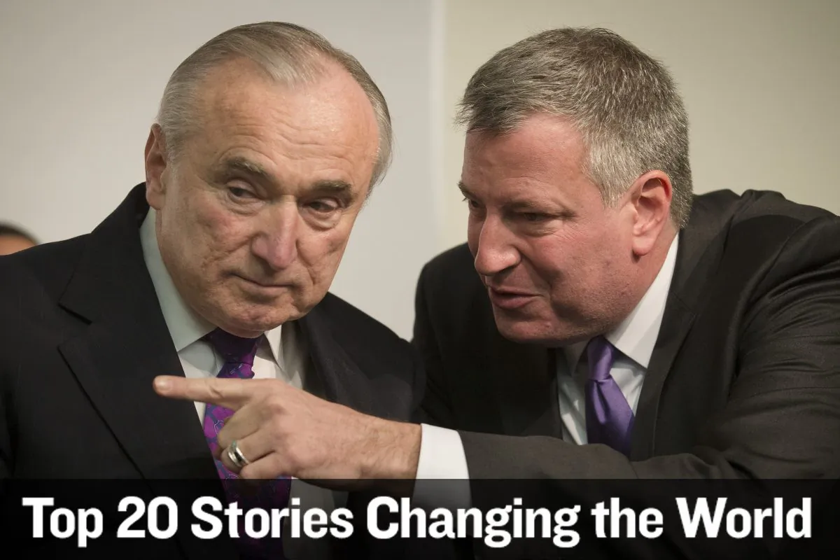 William Bratton, newly-named New York police commissioner (L), speaks with Mayor-elect Bill de Blasio Dec. 7, 2013. (John Minchillo/AP)