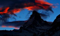 US Flag Projected Onto Swiss Alps Mountain in Show of Solidarity