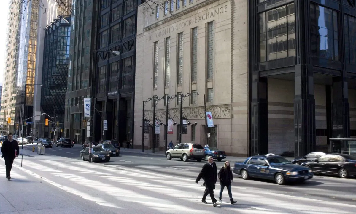 The Toronto Stock Exchange building on Bay Street, in a file photo.
(The Canadian Press/Chris Young)