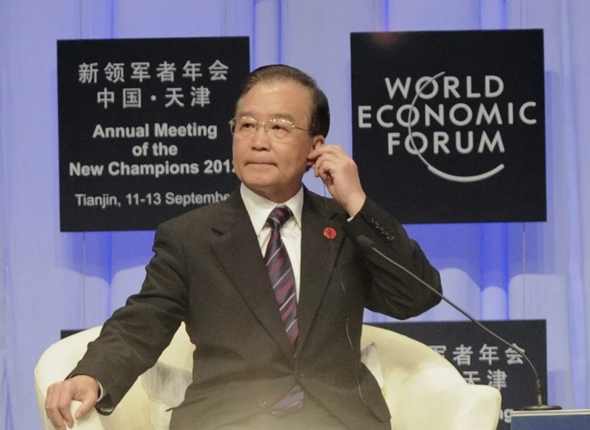 Then Chinese Premier Wen Jiabao prepares to deliver his keynote address at the World Economic Forum in Tianjin, Sept. 11, 2012. (Goh Chai Hin/AFP/Getty Images)