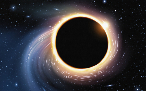 An illustration of a black hole. Japanese researchers calculated the internal energy of a black hole and that of a theoretical lower-dimensional cosmos. The similarities provide evidence to support the theory that the universe is a hologram. (Shutterstock*)