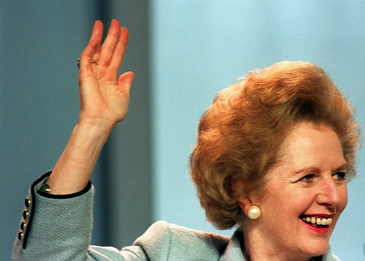 n this file photo, British Prime Minister Margaret Thatcher votes on Oct. 10, 1989 to adopt the agenda during the opening of the Conservative Party Conference in Blackpool, United Kingdom. (JOHNNY EGGITT/AFP/Getty Images) 