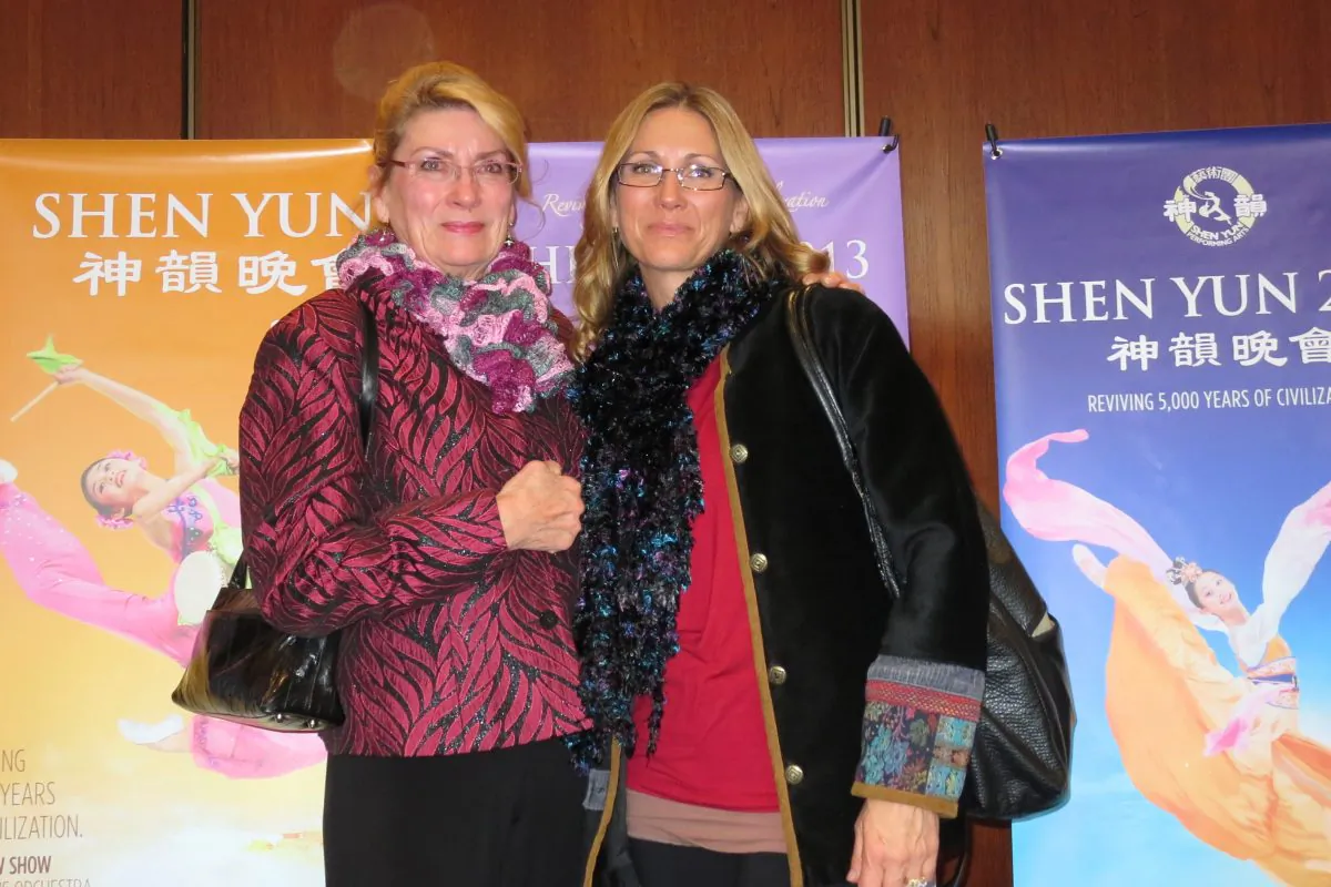 Audrey Gotte and Monique Pegg felt uplifted watching Shen Yun Performing Arts at Portland's Keller Auditorium, on Jan. 19. (Lauren DePhillips/Epoch Times) 