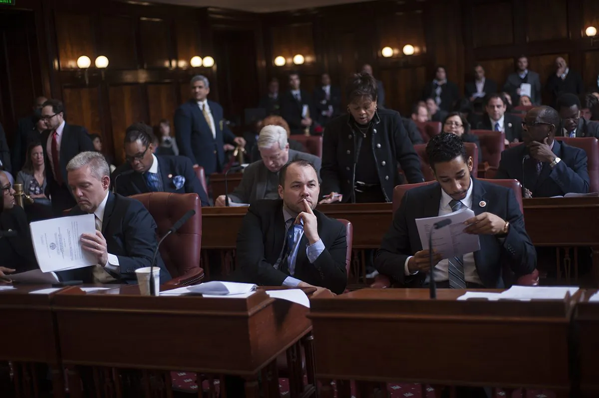 New York Council members in their seats during a meeting on Jan. 22, 2014. (Official NYC Council Photo by William Alatriste)