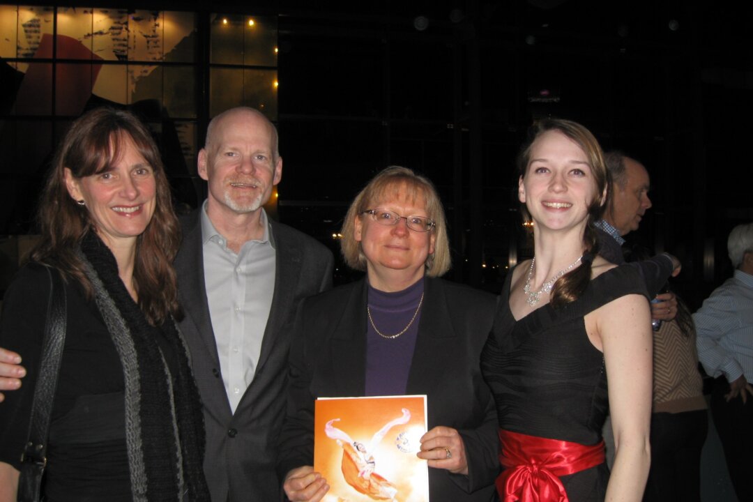 (L-R) Linda Waring, Ken Waring, Linda Batch, and Karen Batch shared their joy with Shen Yun Performing Arts Friday night, Jan. 17, 2014, after taking in the performance at the Living Arts Centre in Mississauga. (Allen Zhou/Epoch Times)