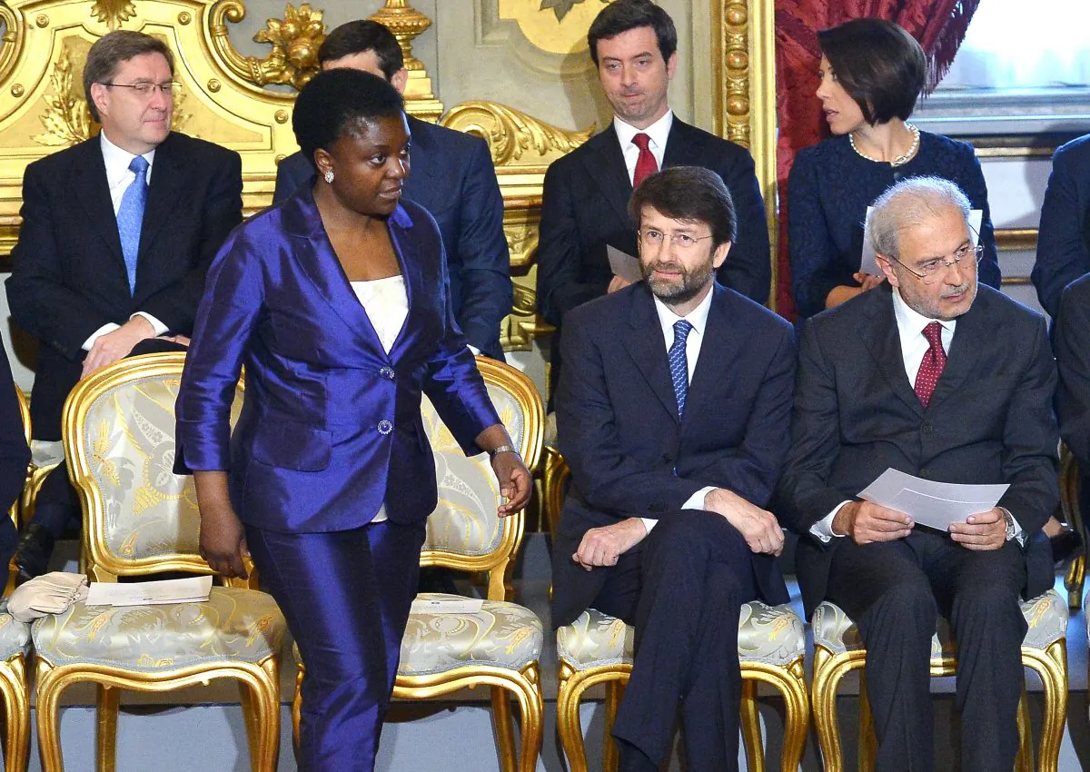 Italy's Integration Minister Cecile Kyenge (L) during the swearing-in ceremony of the government in Rome, April 28, 2013.
(Vincenzo Pinto/AFP/Getty Images)