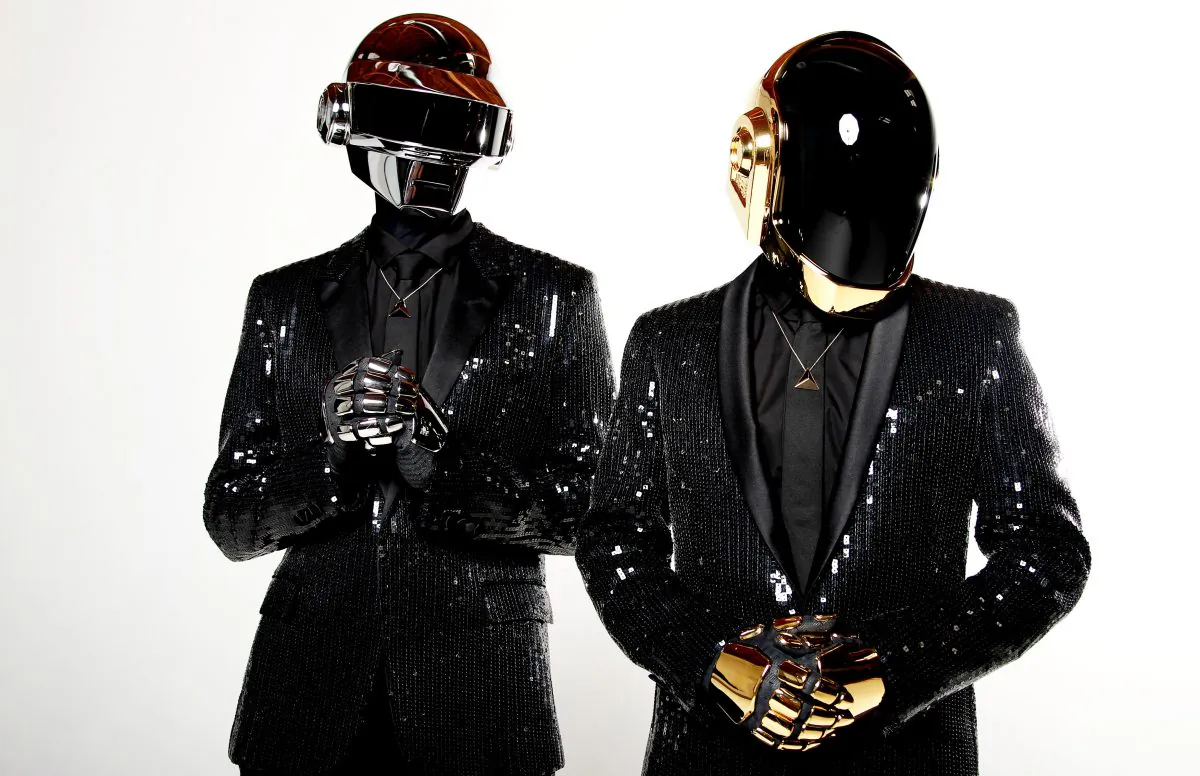 In this April 17, 2013 file photo, Thomas Bangalter, left, and Guy-Manuel de Homem-Christo, from the music group, Daft Punk, pose for a portrait in Los Angeles. Daft Punk has won two awards in the 2014 Grammy Awards. (Matt Sayles/Invision/AP, File)