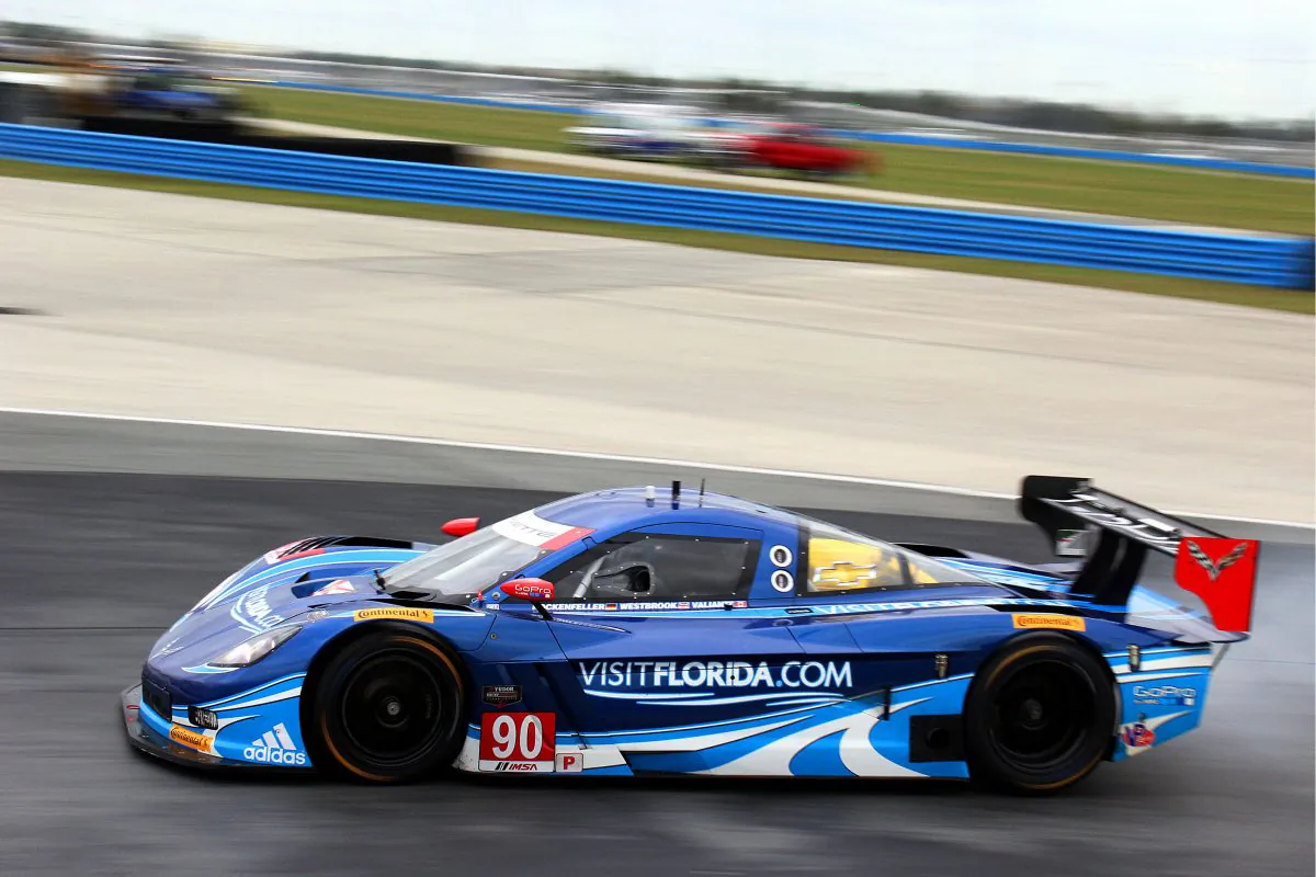 The #90 Spirit of Daytona Racing Coyote-Corvette was quickest in the afternoon session of the first day of the 2014 Roar Before the 24. (Chris Jasurek/Epoch Times)