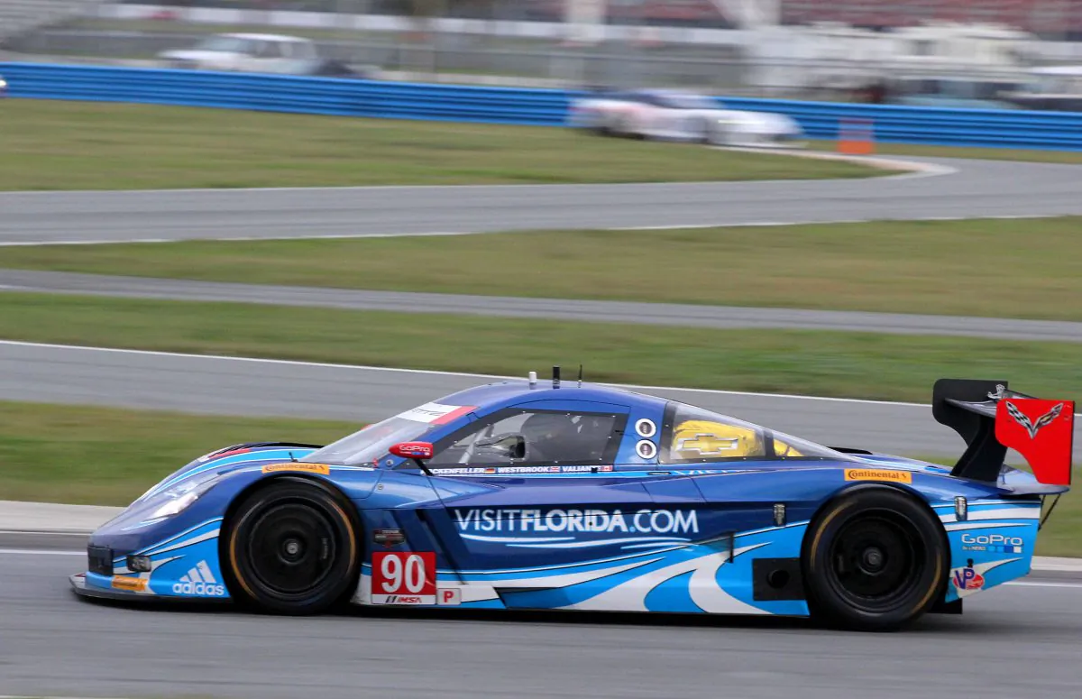 The #90 Spirit of Daytona Racing Coyote-Corvette was quickest in Saturday morning’s session of the TUSCC Roar Before the 24. (Chris Jasurek/Epoch Times)