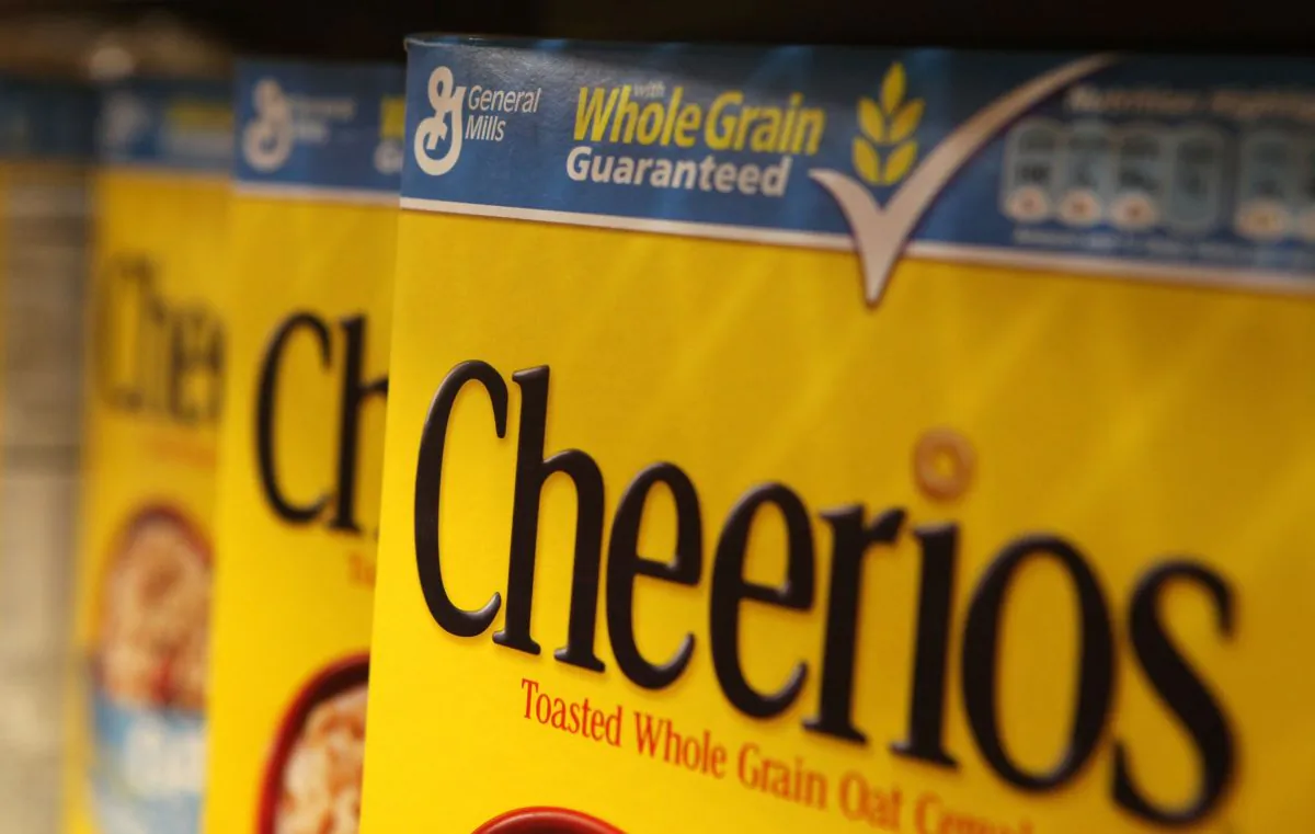 Boxes of Cheerios cereal, made by General Mills, sit on the shelf at a grocery store September 23, 2009 in Berkeley, California. (Photo by Justin Sullivan/Getty Images)