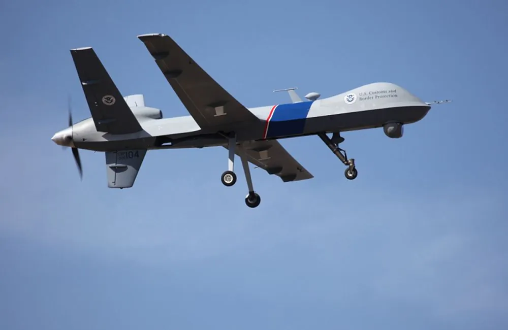 This undated photo provided by U.S. Customs and Border Protection shows an unmanned drone used to patrol the U.S.-Canadian border. Local, state and federal agencies ranging from local sheriff's offices to the North Dakota Army National Guard have borrowed unmanned surveillance drones from the Homeland Security Department nearly 700 times in the past three years, according to government records obtained by the Electronic Frontier Foundation. (AP Photo/U.S. Customs and Border Protection)
