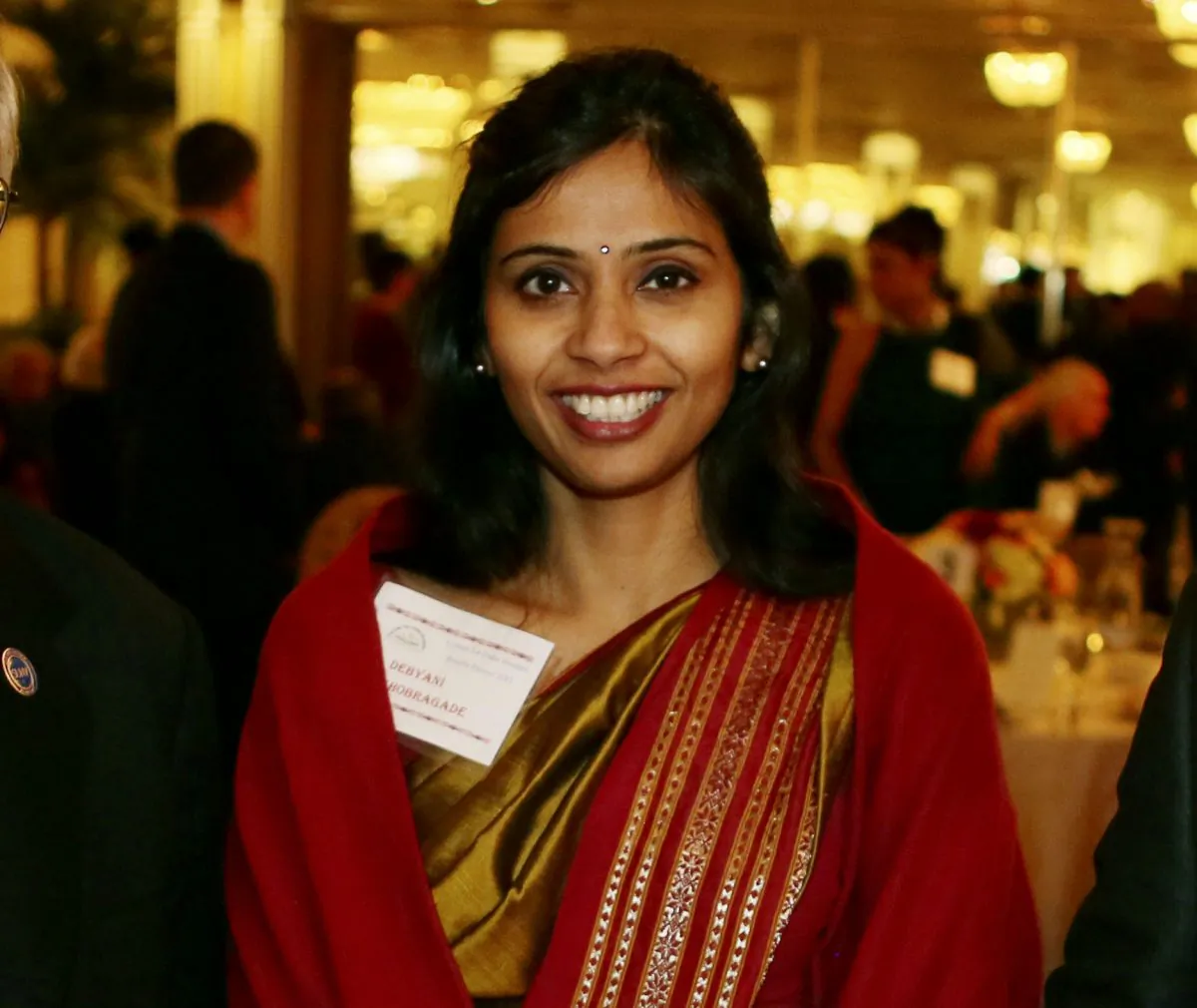 This Dec. 8, 2013 file photo shows Devyani Khobragade, India's deputy consul general, during a Stony Brook University fundraiser on Long Island in Stony Brook, N.Y. Khobragade was heading home to India on Friday Jan. 10, 2014 after being indicted by a federal grand jury in Manhattan and then ordered to leave the country. She was accused of underpaying her housekeeper in New York and then lying about it on a visa form. (AP Photo/Mohammed Jaffer, File)