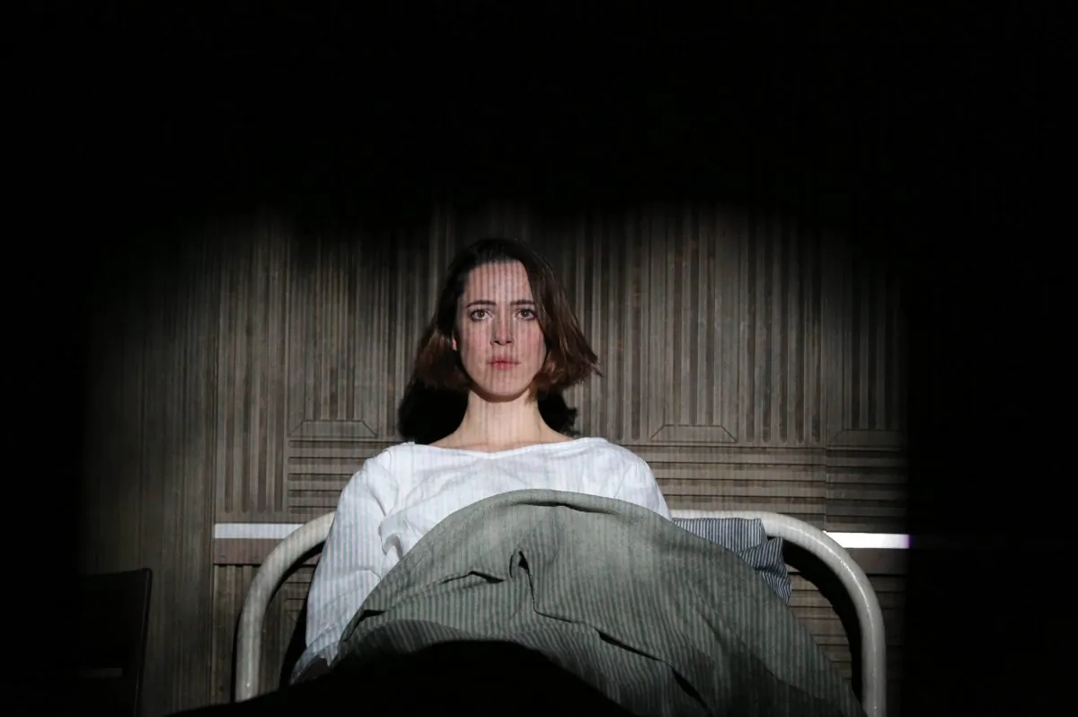 Rebecca Hall stars in the early feminist drama “Machinal” in which Young Woman feels completely alienated from society and from the roles she is expected to play. (Joan Marcus)