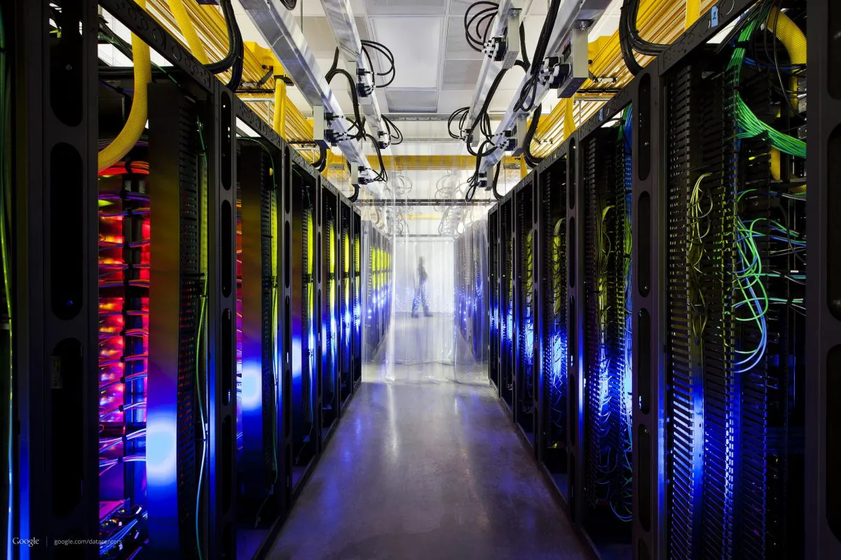 The campus-network room at a data center in Council Bluffs, Iowa. (AP Photo/Google, Connie Zhou)