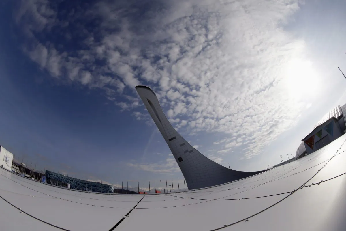 The Olympic cauldron for the 2014 Winter Olympics is shown Saturday, Jan. 25, 2014, in Sochi, Russia. The Olympics begin Feb. 7th. (AP Photo/David J. Phillip)