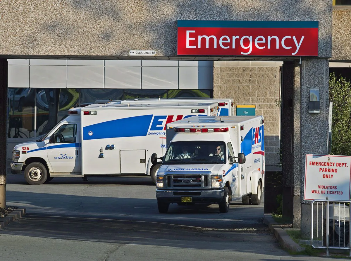 Ambulances are seen at the Dartmouth General Hospital in Nova Scotia in a file photo. (Andrew Vaughan/The Canadian Press)