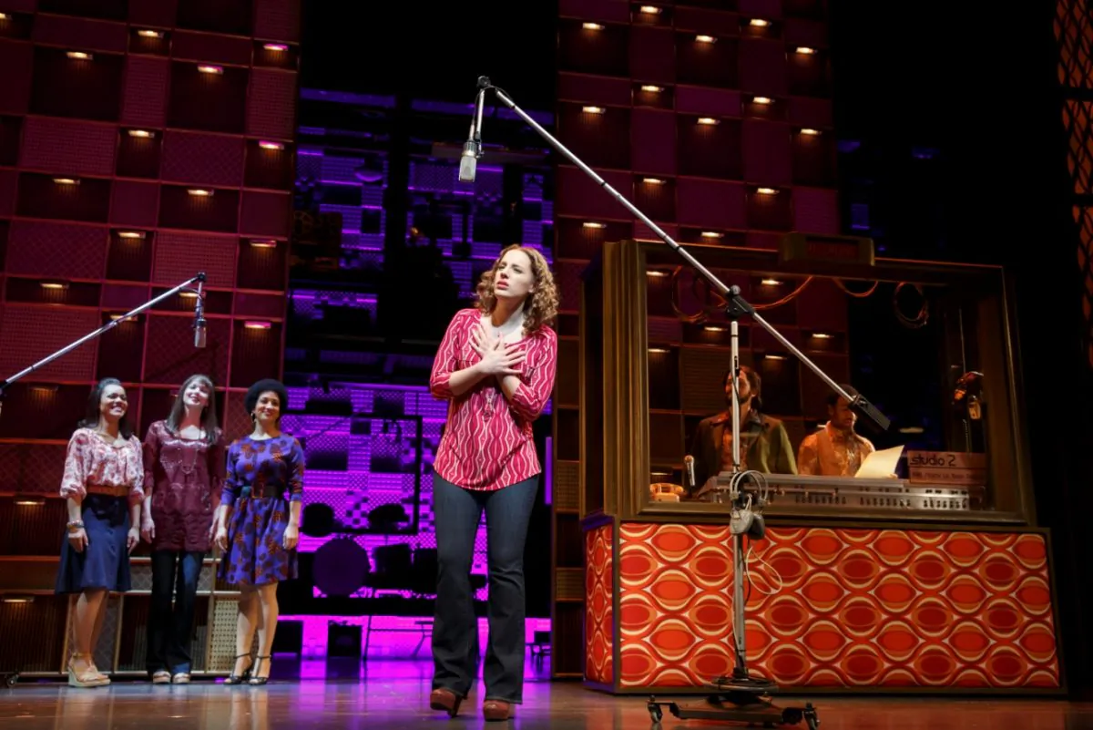 Carole King (Jessie Mueller) recording her “Tapestry” album. (Joan Marcus)
