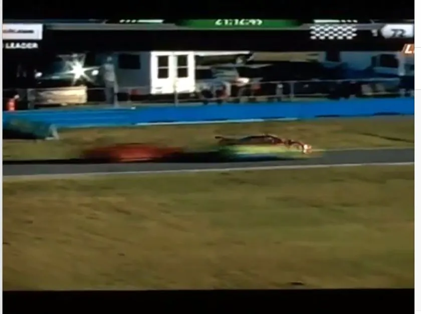A video screengrab shows the crash in Daytona