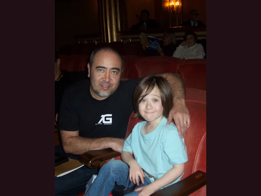 Photographer Sean Dana (L) and his son enjoyed the Wednesday matinee performance of Shen Yun at the San Francisco War Memorial Opera House. (Catherine Yang/Epoch Times)