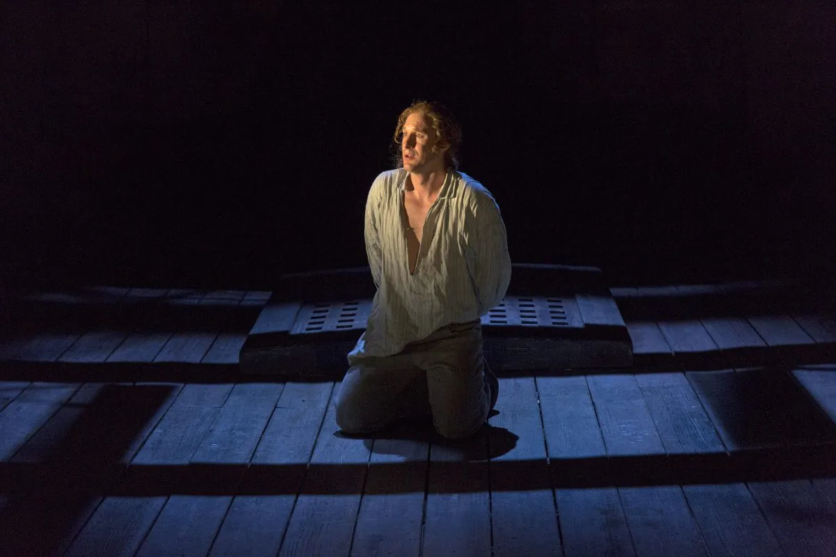 Jacques Imbrailo as Billy Budd. The character represents innocence and goodness in Benjamin Britten’s opera “Billy Budd,” which played at Brooklyn Academy of Music’s Gilman Opera House for a short run. (Richard Termine)