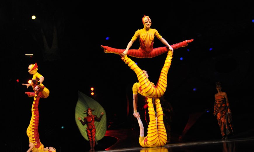 Cirque du Soleil acrobats wearing ant costumes perform at the Big Top Tent in Sydney, September 2012. The nonverbal communication between acrobats is a form of Qi. (ROMEO GACAD/AFP/GettyImages)