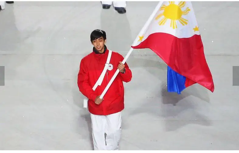 Michael Christian Martinez waving the Philippine flag at the Sochi Olympics (herald.com)