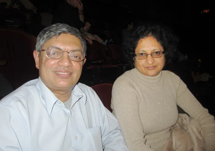 Naga and Geetha Narayana enjoy Shen Yun Performing Arts at the Detroit Opera House, Feb. 9. (Joan Wang/Epoch Times)