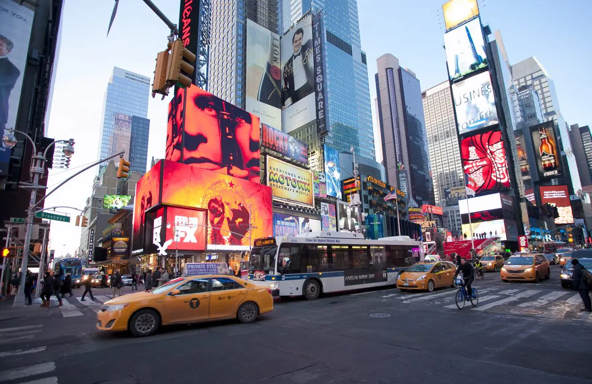 The intersection of Broadway and 46th Street in Times Square, New York, Feb. 10, 2014. (Samira Bouaou/Epoch Times)