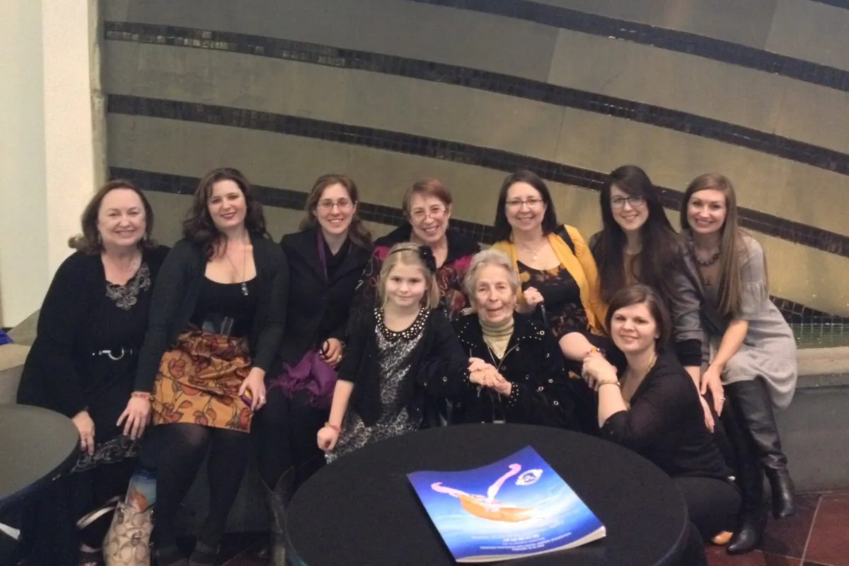 Christy Haines, with extended family members, at Tennessee Performing Arts Center,TPAC, on Feb. 22. (Gao Fei/Epoch Times) 