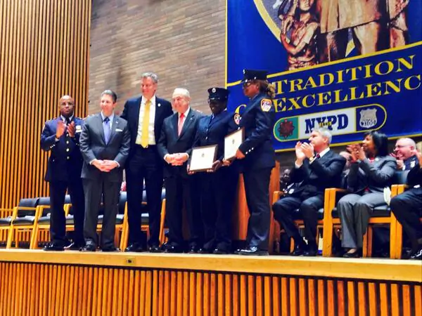 EMT workers honored at the NYPD promotion ceremony at One Police Plaza in New York on Feb. 28, 2014. (Courtesy NYPD)
