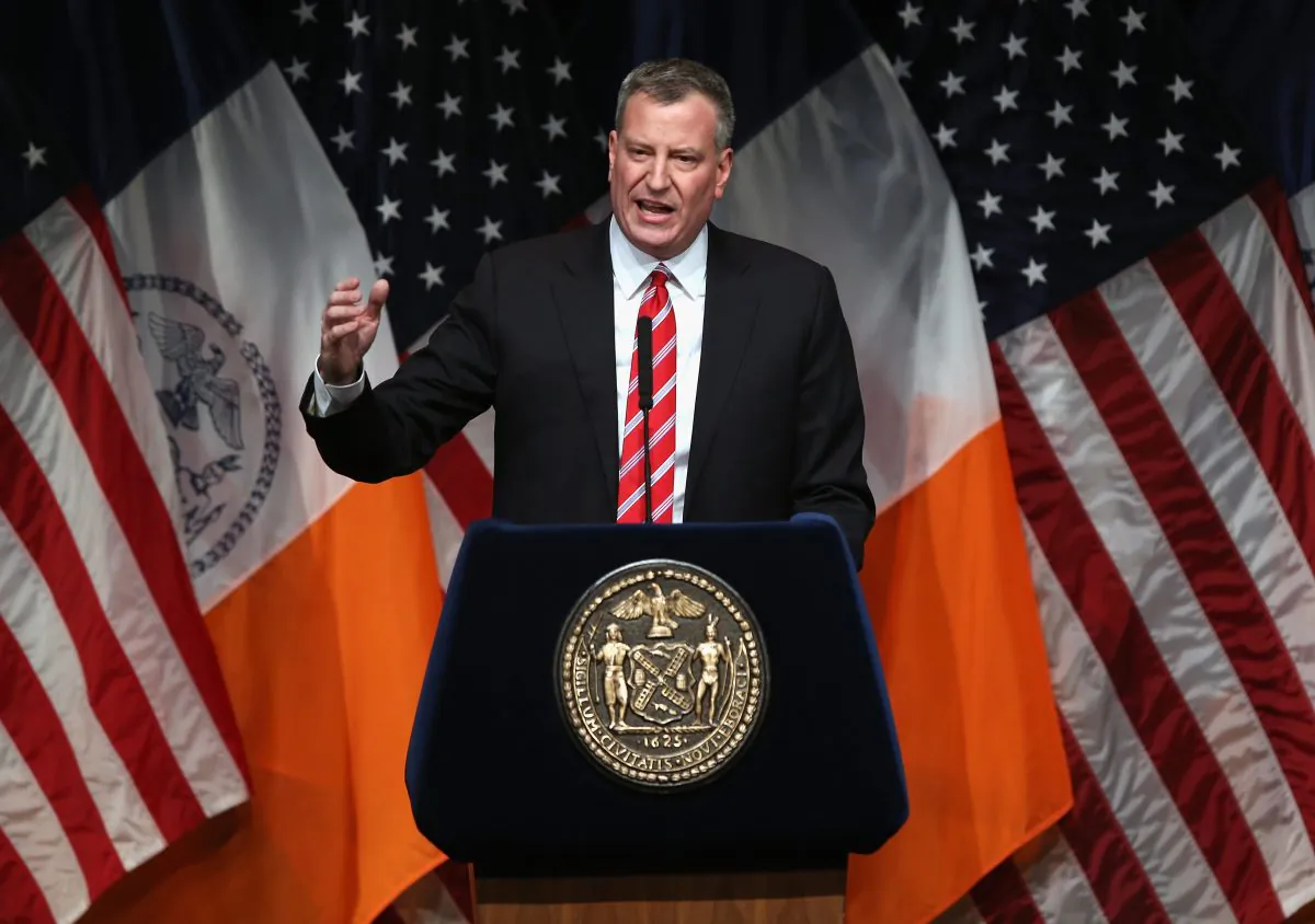 New York City Mayor Bill de Blasio gives the State of the City address at the LaGuardia Community College, Queens, New York, on Feb. 10, 2014. (John Moore/Getty Images)