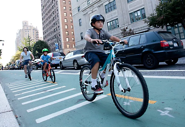 Cyclists ride near Grand Army Plaza in Brooklyn in this file photo. (Amal Chen/The Epoch Times)