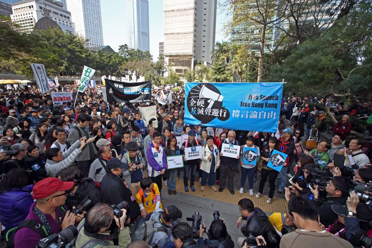 Gathering prior to march at Charter Gardens February 23, 2014. (Epoch Times)