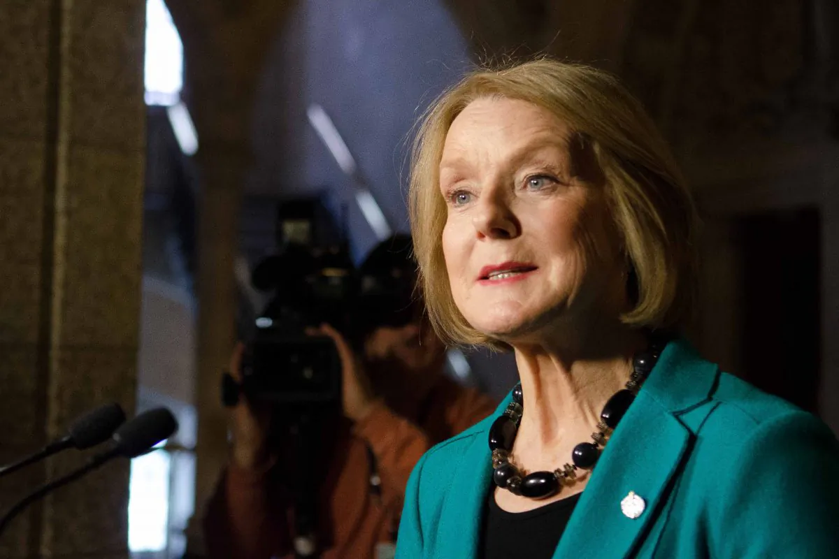 NDP finance critic Peggy Nash announces measures the NDP wants to see in the upcoming budget, Feb. 5, 2014. (Matthew Little/Epoch Times)
