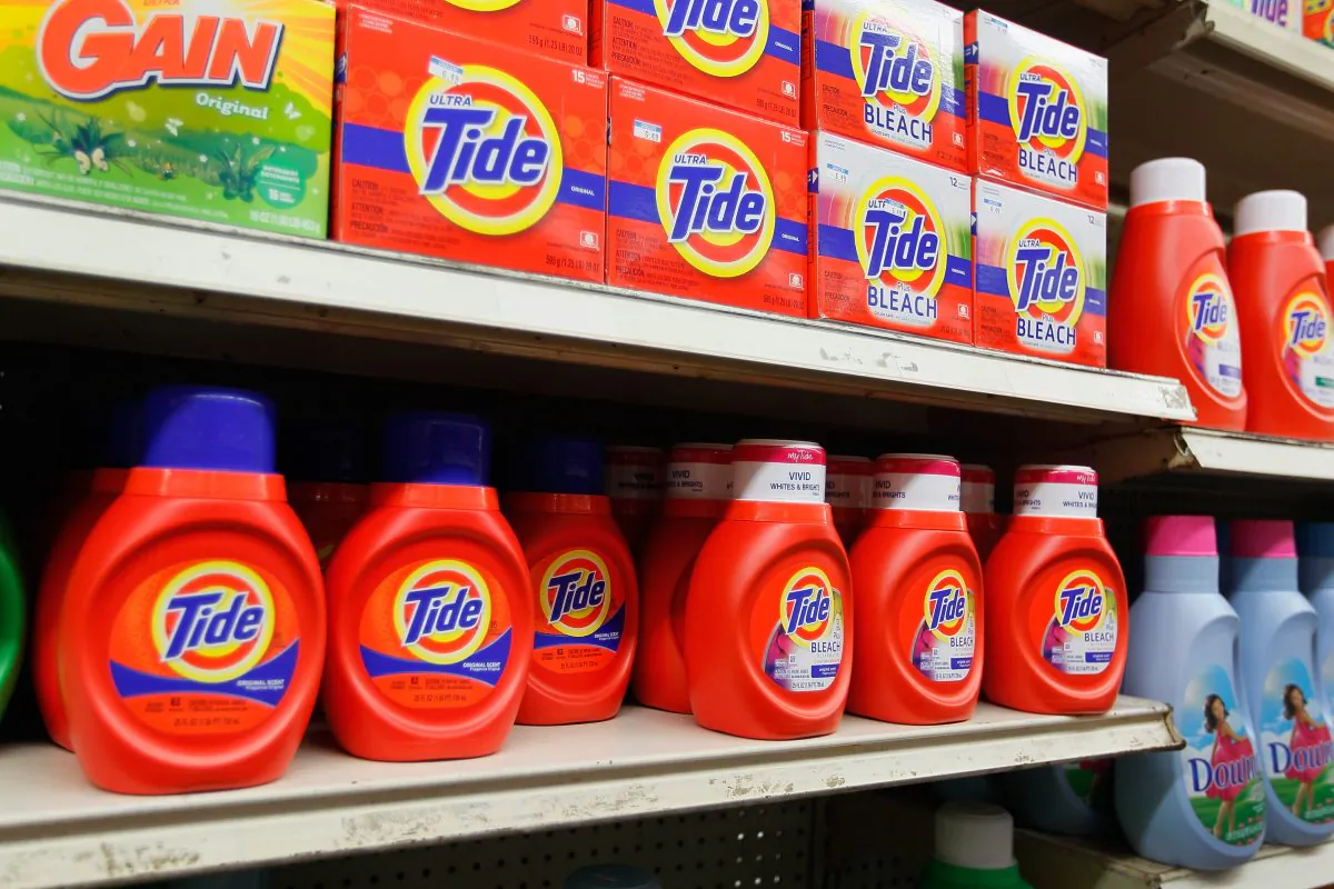 Laundry detergent is seen on a store shelf in this file photo. Many poisonings come from household products such as cleaning supplies and personal care products. (Joe Raedle/Getty Images)