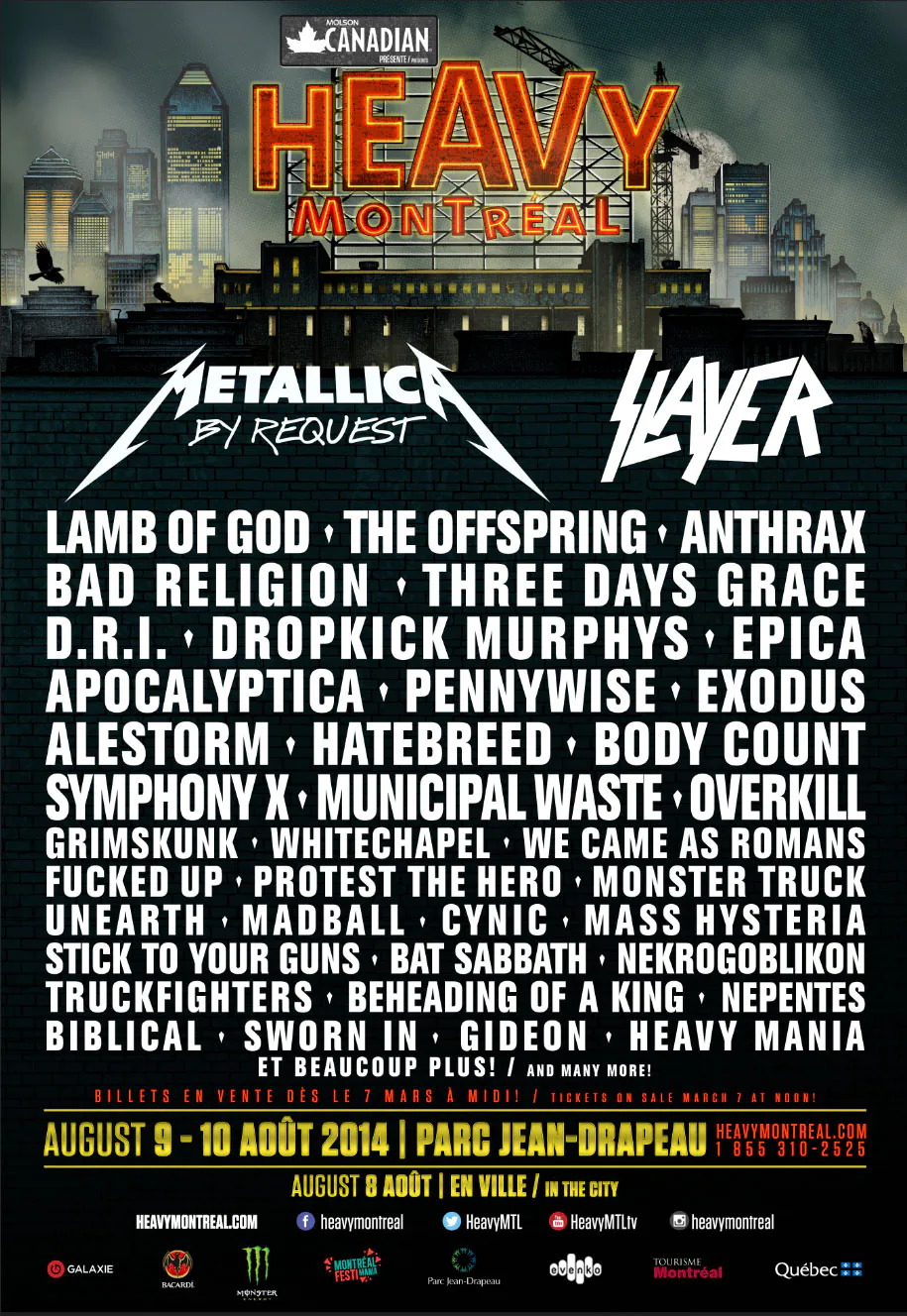 2014 Heavy Montreal Lineup. Photo Credit: Official Heavy Montreal Website