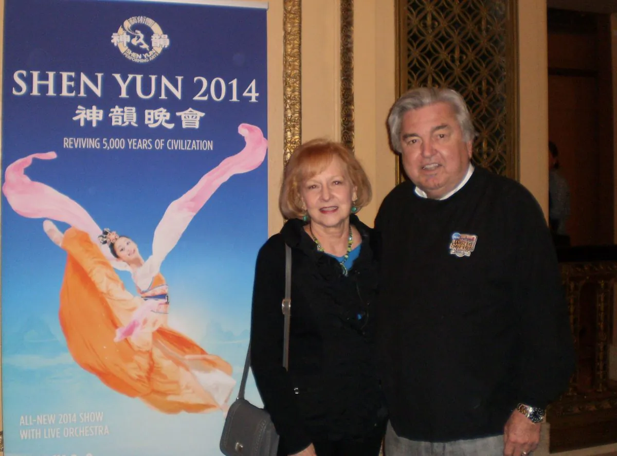Polo and James Martin Davis enjoy Shen Yun Performing Arts at the Orpheum Theater on March 8. (Cara Ye/Epoch Times) 