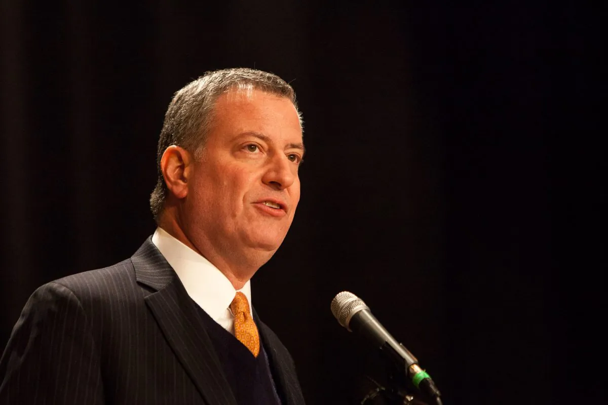 New York City Mayor Bill de Blasio on Jan 29, 2014. (Petr Svab/Epoch Times)