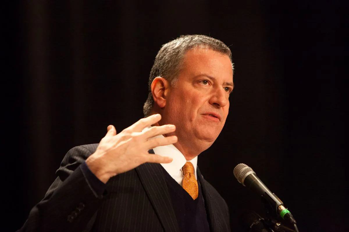 Mayor Bill de Blasio, Jan. 29, 2014. (Petr Svab/Epoch Times)