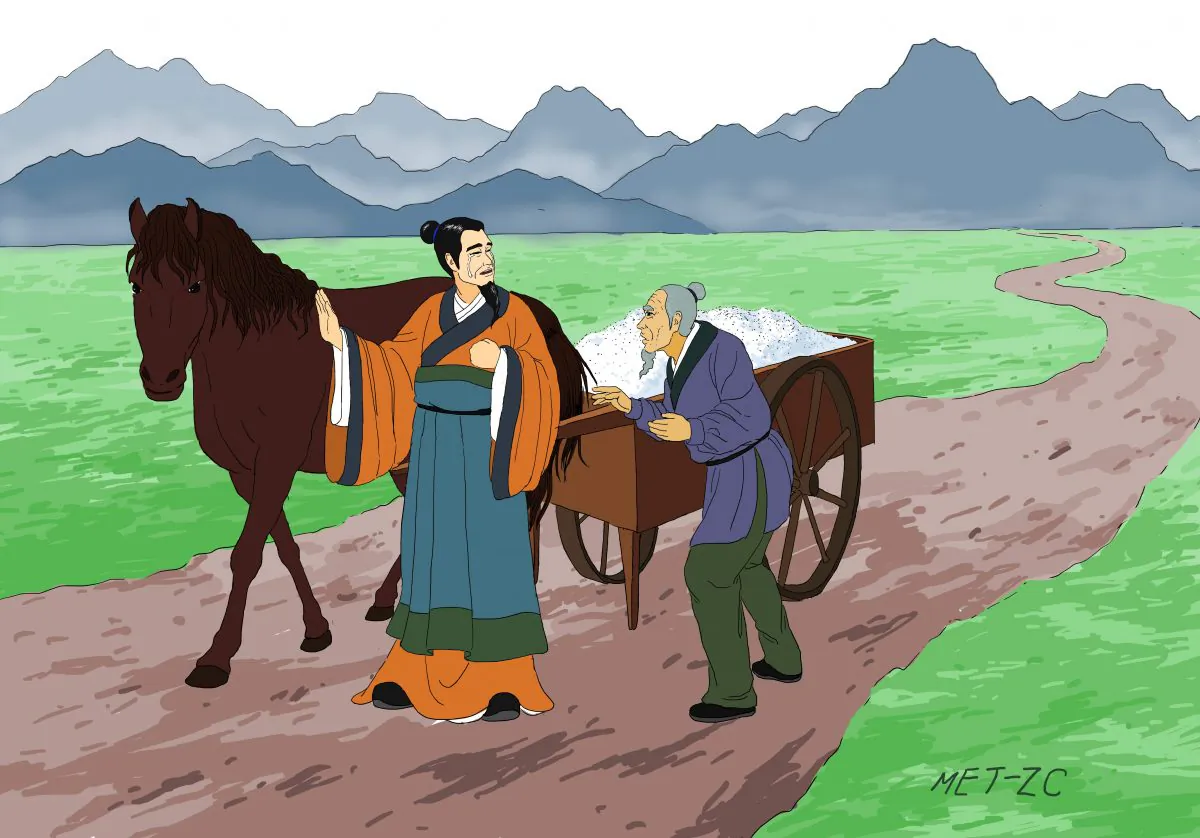 Bo Le saw something special in the struggling horse and approached it. Credit: Zhiching Chen/Epoch Times