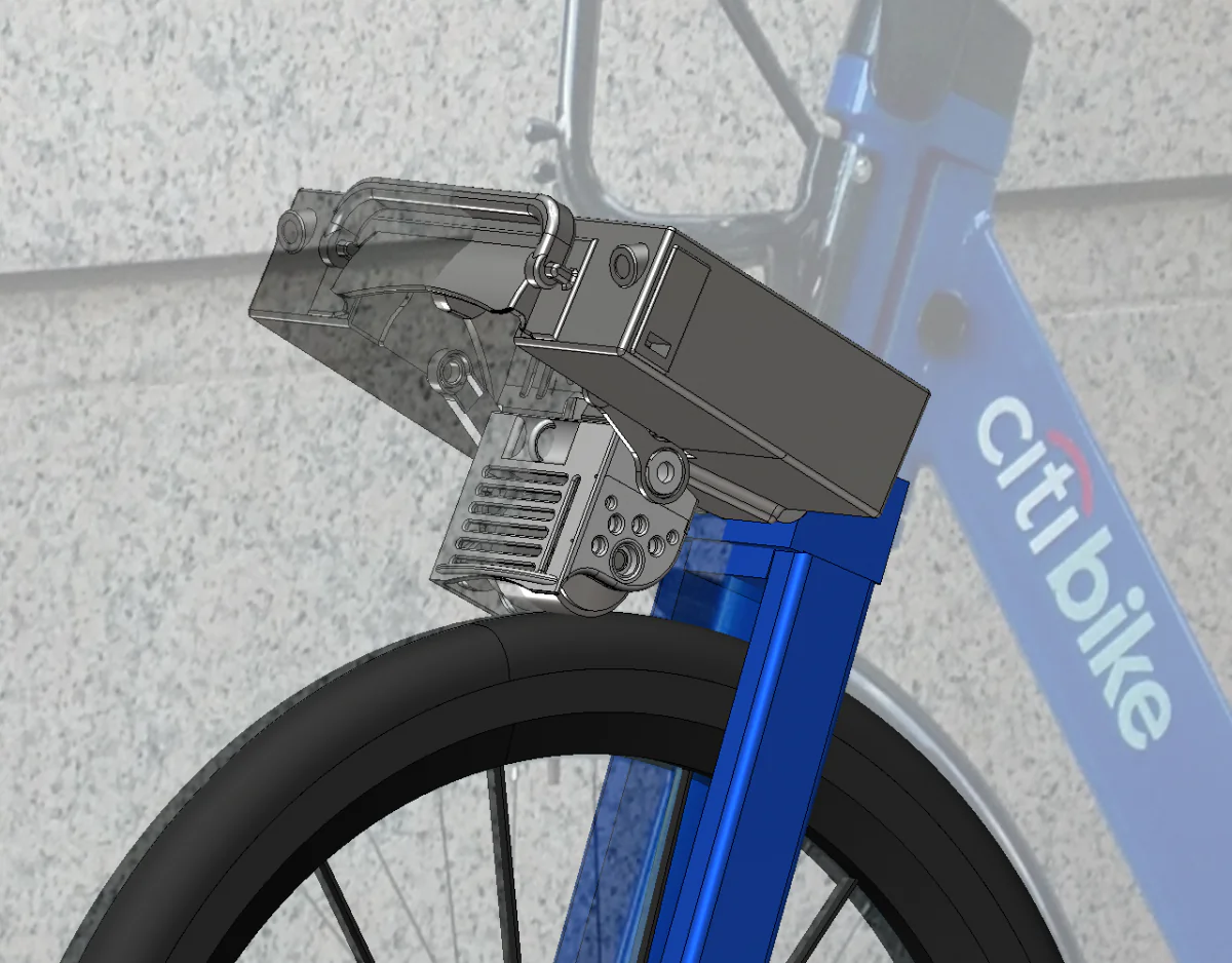 A rendering of the ShareRoller on a CitiBike. (Courtesy of ShareRoller)