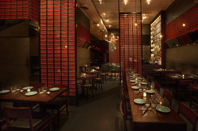 Rows of abacus panels add both a contemporary and ancient touch to Qi Esarn Thai Kitchen. (Courtesy of Qi Esarn Thai Kitchen)