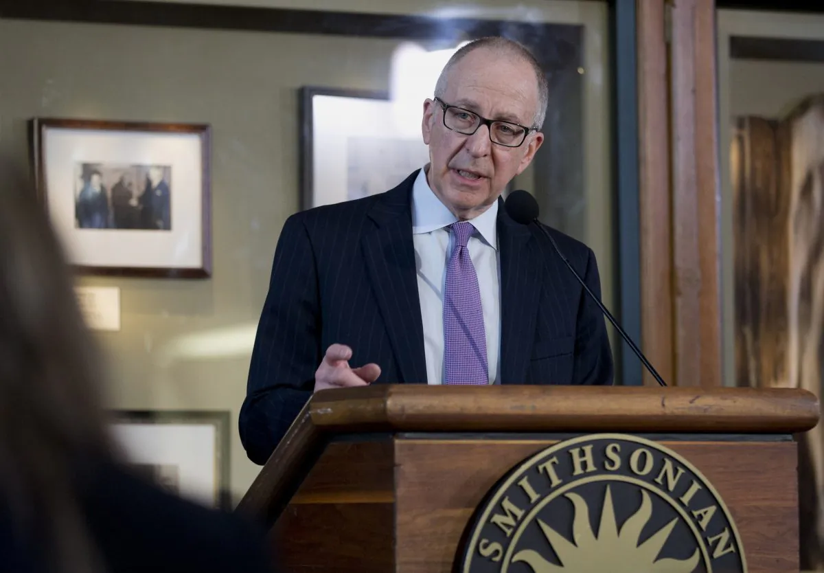 Cornell University President Dr. David Skorton speaks during a news conference at the Smithsonian Castle in Washington, D.C., March 10, 2014. (Carolyn Kaster/AP)
