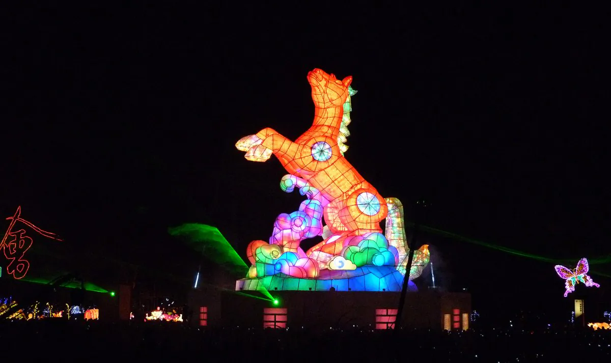 2014 marks the Year of the Horse in the Chinese zodiac, and was a centerpiece in the LED light display at Taiwan’s largest display celebrating Chinese New Year. (Manos Angelakis)